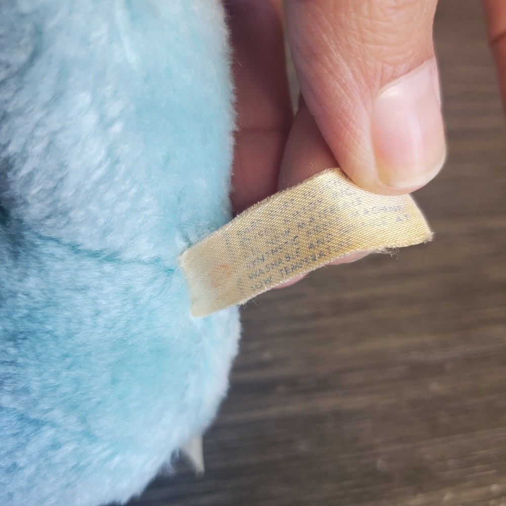 Vintage Amtoy Mini 5" Light Blue Elephant Plush Stuffed Animal With BABY BIB - Picture 7 of 9